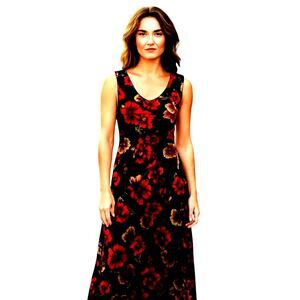 Alexis Taylor 12 Women's Sleeveless Maxi BOHO Floral Dress Miss Size Large L